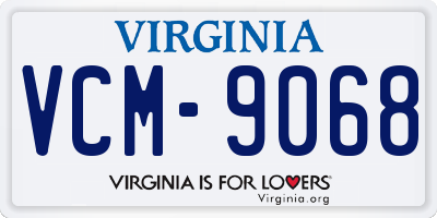 VA license plate VCM9068
