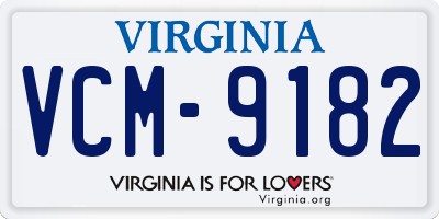 VA license plate VCM9182