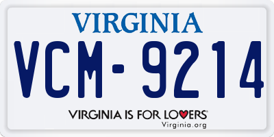 VA license plate VCM9214