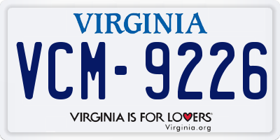 VA license plate VCM9226