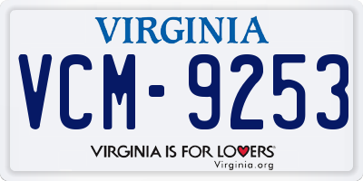 VA license plate VCM9253