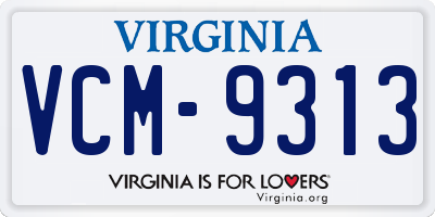 VA license plate VCM9313
