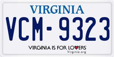 VA license plate VCM9323