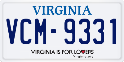VA license plate VCM9331