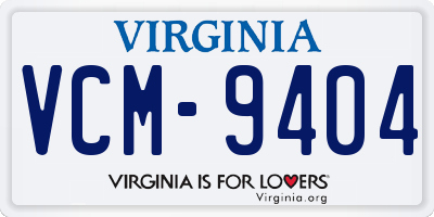 VA license plate VCM9404