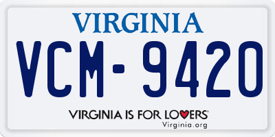 VA license plate VCM9420