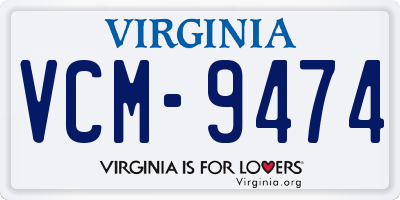 VA license plate VCM9474