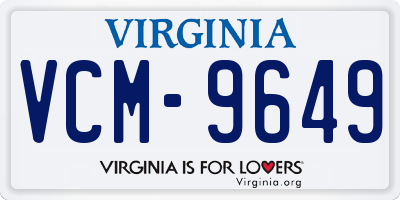 VA license plate VCM9649