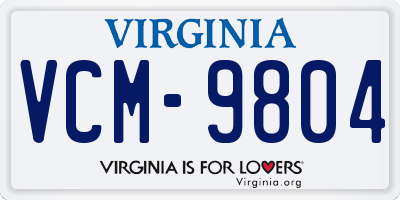 VA license plate VCM9804