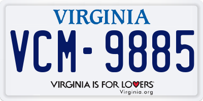 VA license plate VCM9885