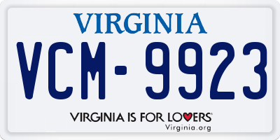 VA license plate VCM9923
