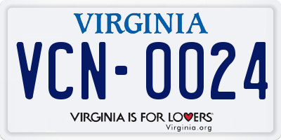 VA license plate VCN0024