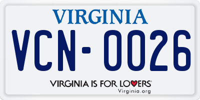 VA license plate VCN0026