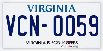 VA license plate VCN0059