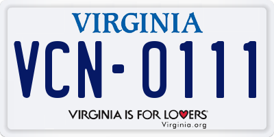 VA license plate VCN0111
