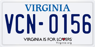 VA license plate VCN0156