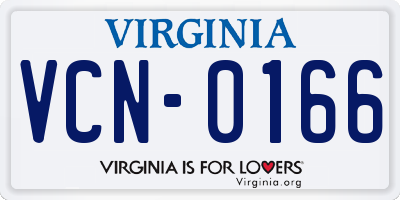 VA license plate VCN0166