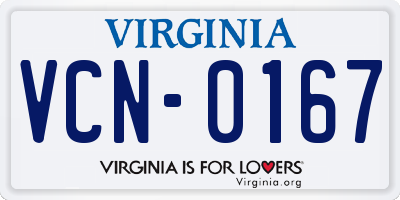 VA license plate VCN0167