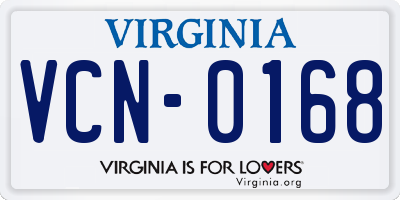 VA license plate VCN0168