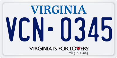 VA license plate VCN0345