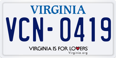 VA license plate VCN0419