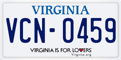 VA license plate VCN0459