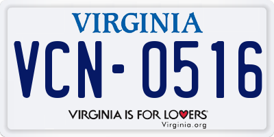 VA license plate VCN0516