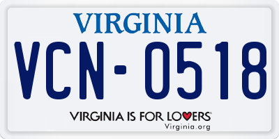 VA license plate VCN0518