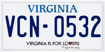 VA license plate VCN0532