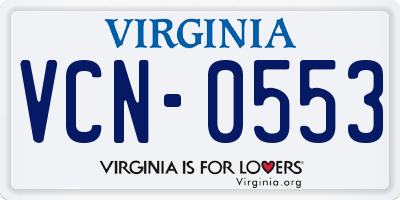 VA license plate VCN0553