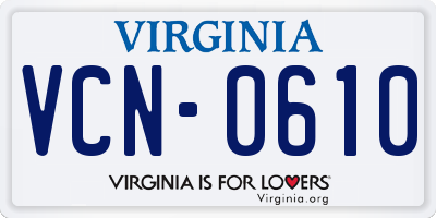 VA license plate VCN0610