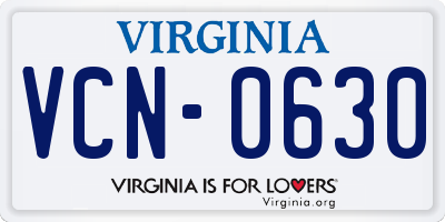 VA license plate VCN0630