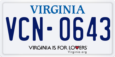 VA license plate VCN0643