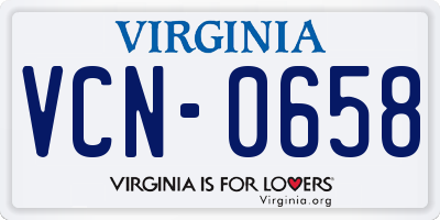 VA license plate VCN0658