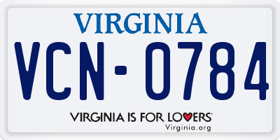 VA license plate VCN0784