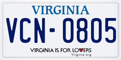 VA license plate VCN0805