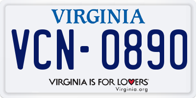 VA license plate VCN0890