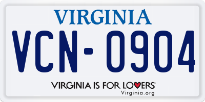 VA license plate VCN0904