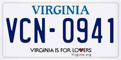 VA license plate VCN0941