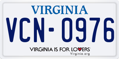 VA license plate VCN0976