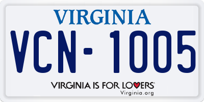 VA license plate VCN1005