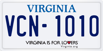 VA license plate VCN1010
