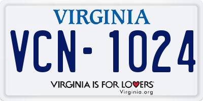 VA license plate VCN1024