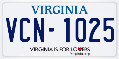 VA license plate VCN1025