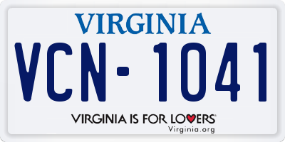 VA license plate VCN1041