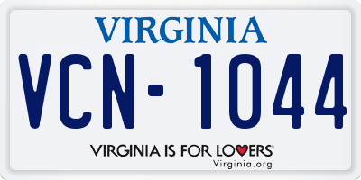 VA license plate VCN1044