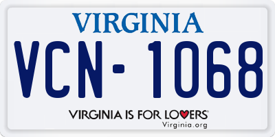 VA license plate VCN1068