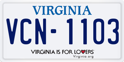 VA license plate VCN1103