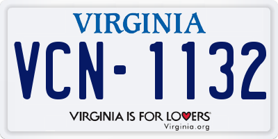 VA license plate VCN1132