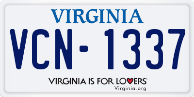 VA license plate VCN1337
